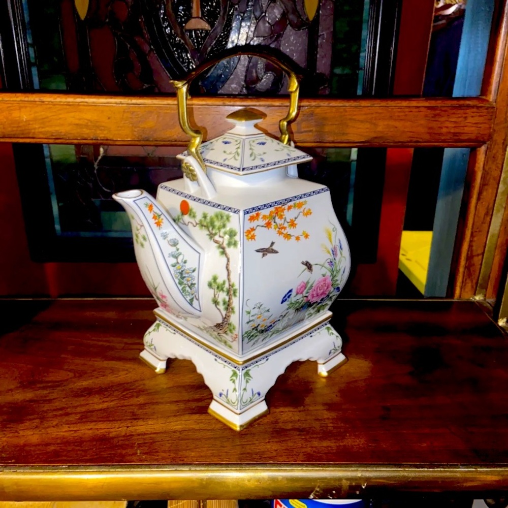 Franklin Mint Vintage Teapot The Birds And Flowers Of The Orient FP 1986